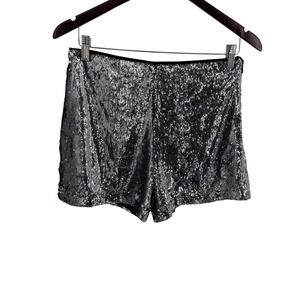 Free People Sequin Shorts Womens Medium Silver Sparkle Party Night Out Festival